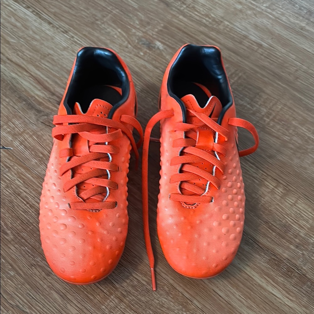 Bright Orange Textured Soccer Cleats